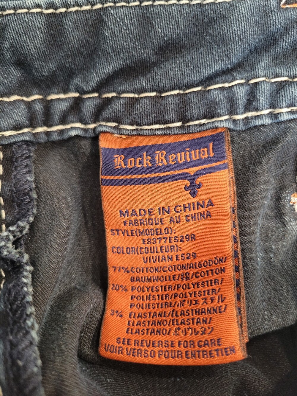 Rock Revival Vivian Easy Skinny 32 Straight Leg Fleur-de-lis Pocket Y2K Style - Picture 7 of 15